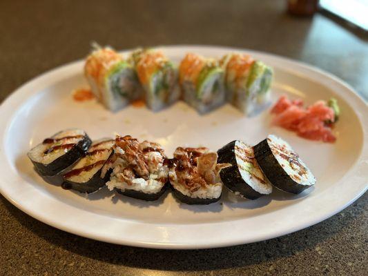 Spider roll and Mexican roll with