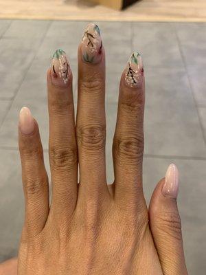 Gel tips with floral nail art