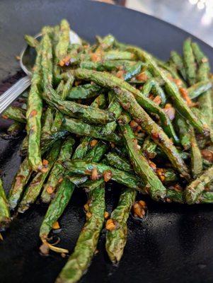 Chili-Garlic Green Beans. $11.80. Fiery red chili sauce, fresh garlic, Sichuan preserves.