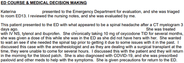 Rink said I was "turned away" from a blood patch, when I was asked to return. Rink lies blatantly, unapologetically to smear his patients.