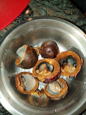 All the fruit in a box of mangosteen which cost 14.99 are moldy. Bought tonight about 30 minutes ago