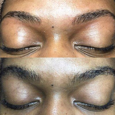 After (top) and Before (bottom) Brow Wax