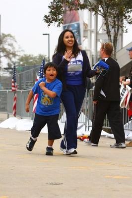 with my son to the finish line