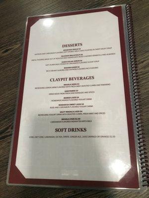 Dessert and Drink Menu