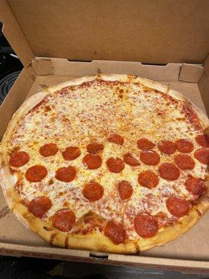 Large pie half cheese half pepperoni