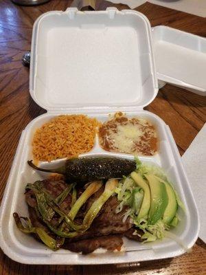 Carne Asada Plate with Flour Tortillas