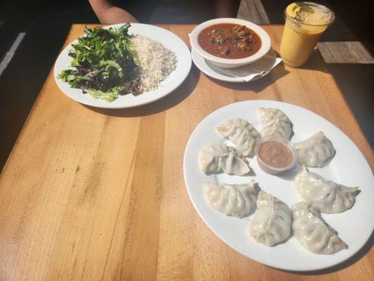 Lamb Curry, Lamb Momo, Mango Lassi