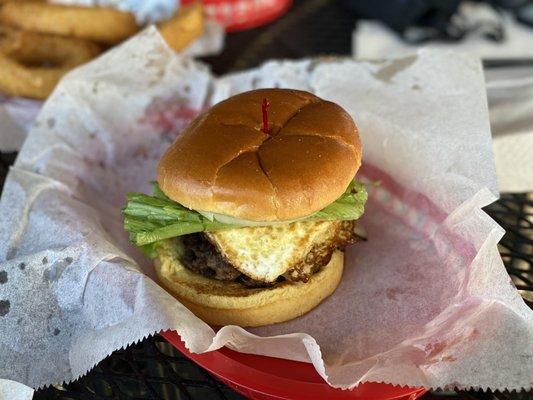 Village burger with egg