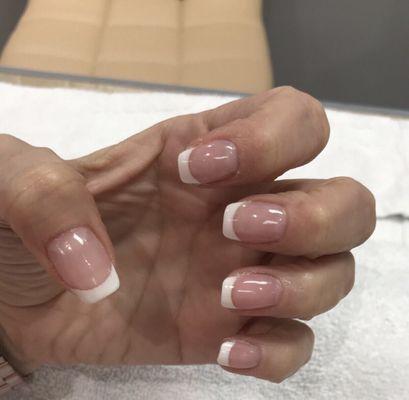 American manicure with the dip powder.   nails by Vy