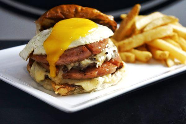 Brunch burger and fries