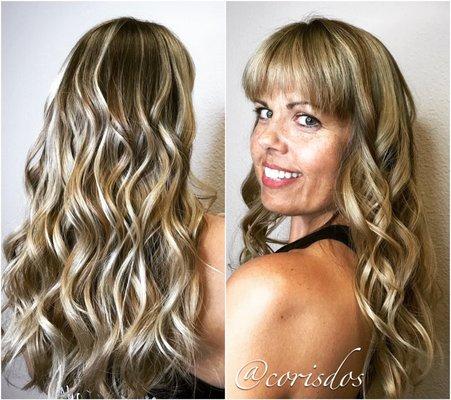 By Cori:  beautiful baylayage highlights, colormelt and haircut. Beach waves