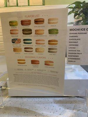 Macarons and Mochi menu