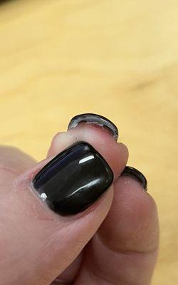 No shaping the acrylic under the nails