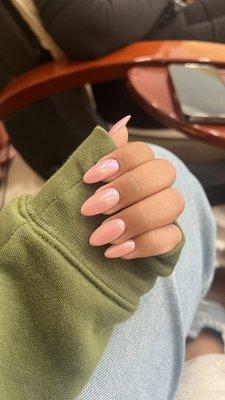 blush pink chrome nails