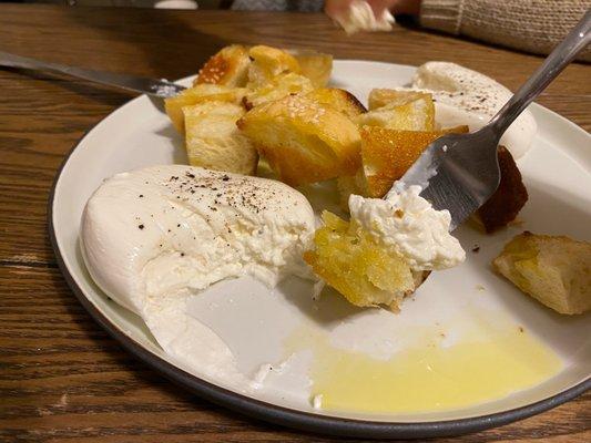 burrata with homemade croutons