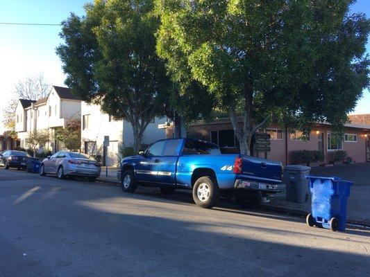 The building has their own parking, but there is also outside street parking.