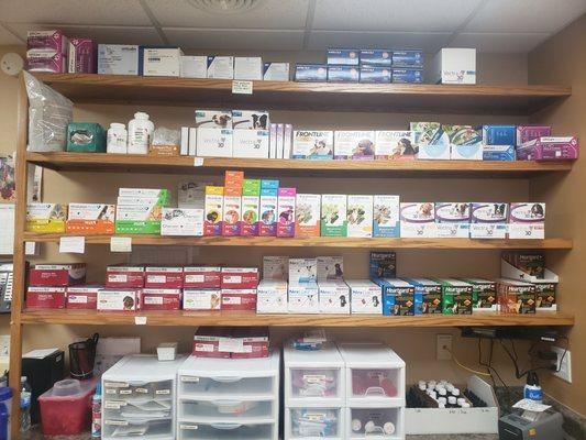 Here is our fully stocked preventative pharmacy.