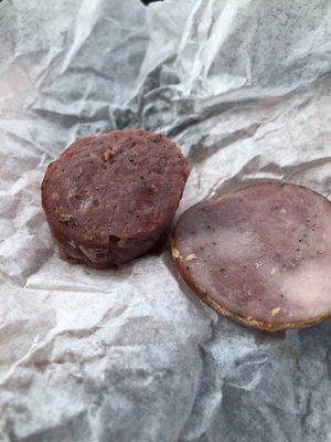 Oberle sausage and Kraków sausage samples