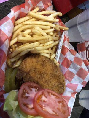 chicken sandwich and fries