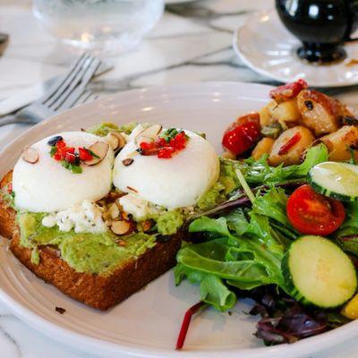 Poached eggs on avocado toast