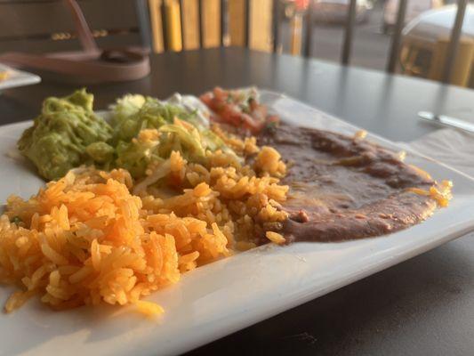 Fajita bean and rice plate