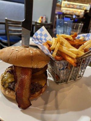 Whiskey BBQ Burger: $12.45 & Tru Fries: $4.95 = $17.40 (pretty steep!)