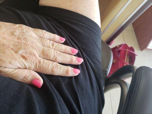 My hot pink dip nails!