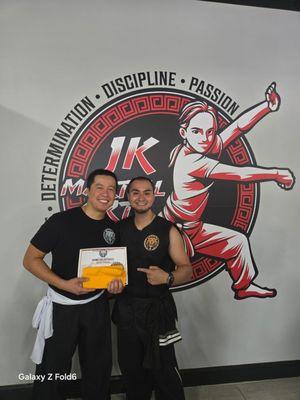 Me (Left) with Sifu Jacob Issac at my first yellow belt graduation ceremony!