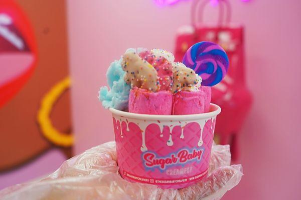 Cotton Candy Rolled Ice Cream