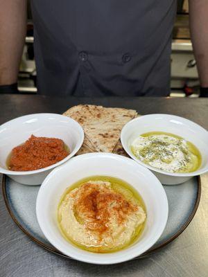 Sun-dried tomato, tzatziki, hummus