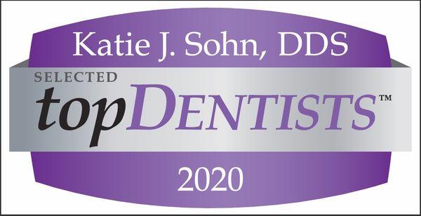 We are so proud of Dr. Katie Sohn's recognition as a top dentist.  Make an appointment soon to see why her patients love her!