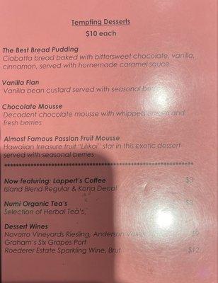 Dessert specials