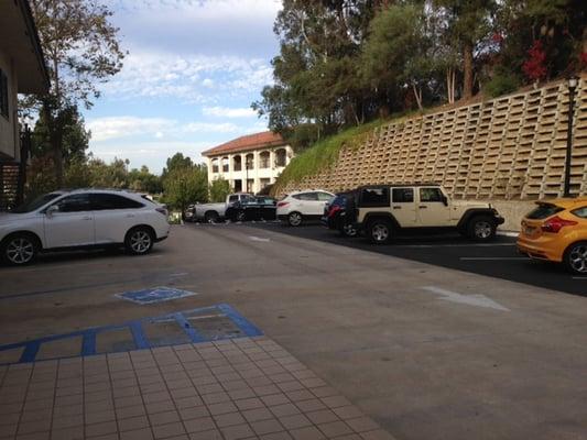 Parking outside and under the building