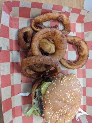 Dave Double with onion rings