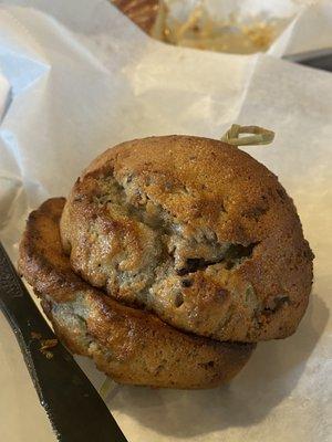 Grilled Blueberry muffin with maple butter OMG! So good and so fresh!