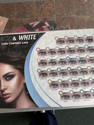 We offer color contacts and solution