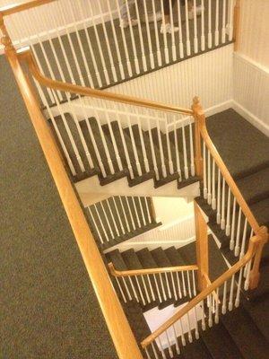 Stairs upholstered with carpet