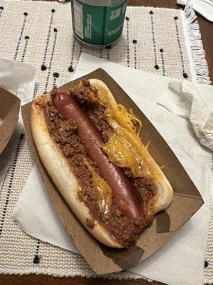 Smashed chili cheese dog.