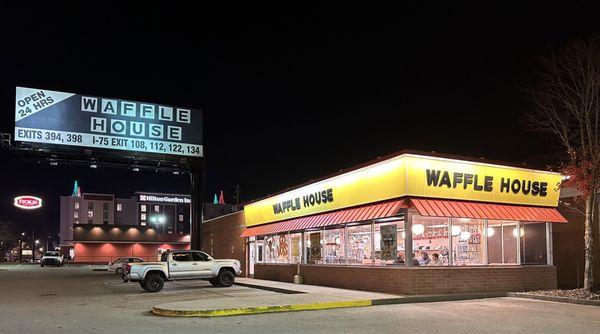 Waffle House is always open and in convenient locations.