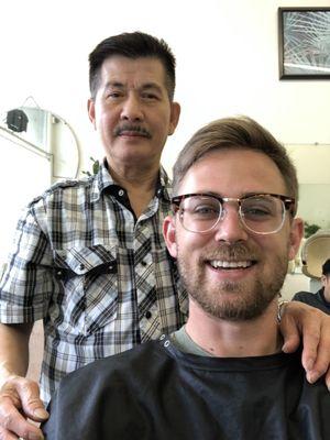 Mark and I post hair cut. This is the only place I get a hair cut in Oakland. Non-stop jokes and good times with this guy