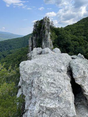 across the gunsight notch to the north, at the top