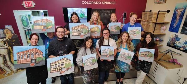 A fun office themed trivia night with painting, wine, and prizes!