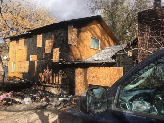 SERVPRO of Montrose / Telluride was called out for a weekend emergency service job to board up this home after a fire.