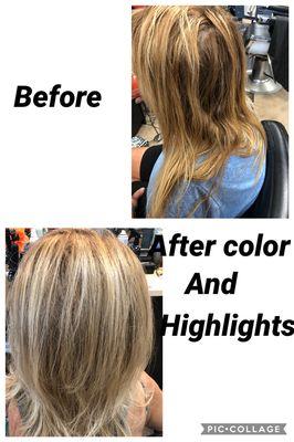 This a before and after color and highlights procedure