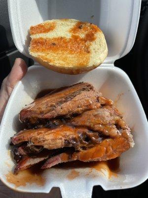 Smoked brisket sandwich