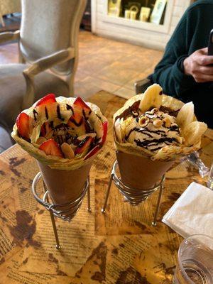 Matcha strawberry truffles and banana Nutella crepes