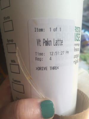 There was a surprise plastic in my pumpkin spice latte this afternoon.  So much of my favorite cup.  I cut my inner lip.