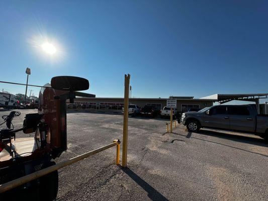 Entrance to parking lot.