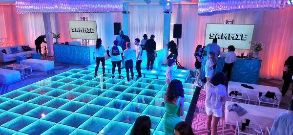 3D Infinity Mirror Dance Floor Rental at a Bat Mitzvah Party.