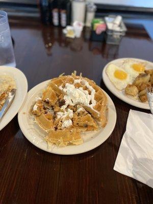 That chocolate chip waffle was so fluffy and absolutely Loaded with chocolate chips, I've been craving more ever since